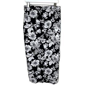 Old Navy Black Floral Linen-Blend Maxi Skirt, Size Large